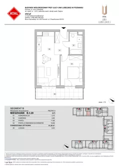 2 pokoje, mieszkanie 41,20 m², piętro 3, oferta nr B.3.20, ATAL Unii Lubelskiej, Poznań, Rataje, Starołęka, ul. Heleny Tadeuszak