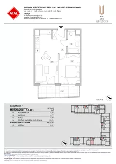 2 pokoje, mieszkanie 41,77 m², piętro 3, oferta nr F.3.281, ATAL Unii Lubelskiej, Poznań, Rataje, Starołęka, ul. Heleny Tadeuszak