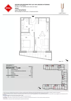 2 pokoje, mieszkanie 42,37 m², piętro 3, oferta nr F.3.282, ATAL Unii Lubelskiej, Poznań, Rataje, Starołęka, ul. Heleny Tadeuszak