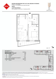 2 pokoje, mieszkanie 40,67 m², piętro 3, oferta nr G.3.317, ATAL Unii Lubelskiej, Poznań, Rataje, Starołęka, ul. Heleny Tadeuszak