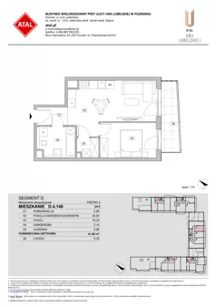 2 pokoje, mieszkanie 41,89 m², piętro 4, oferta nr D.4.148, ATAL Unii Lubelskiej, Poznań, Rataje, Starołęka, ul. Heleny Tadeuszak