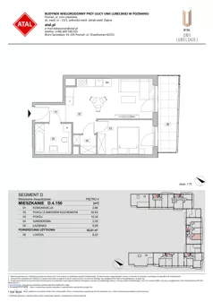2 pokoje, mieszkanie 42,01 m², piętro 4, oferta nr D.4.150, ATAL Unii Lubelskiej, Poznań, Rataje, Starołęka, ul. Heleny Tadeuszak