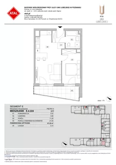 2 pokoje, mieszkanie 41,32 m², piętro 4, oferta nr E.4.224, ATAL Unii Lubelskiej, Poznań, Rataje, Starołęka, ul. Heleny Tadeuszak