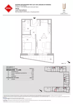 2 pokoje, mieszkanie 42,37 m², piętro 4, oferta nr F.4.286, ATAL Unii Lubelskiej, Poznań, Rataje, Starołęka, ul. Heleny Tadeuszak