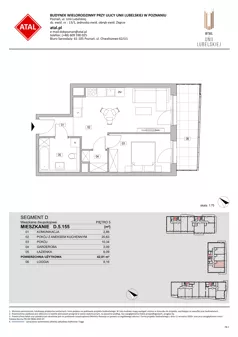 2 pokoje, mieszkanie 42,01 m², piętro 5, oferta nr D.5.155, ATAL Unii Lubelskiej, Poznań, Rataje, Starołęka, ul. Heleny Tadeuszak