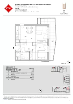 2 pokoje, mieszkanie 46,88 m², piętro 5, oferta nr E.5.226, ATAL Unii Lubelskiej, Poznań, Rataje, Starołęka, ul. Heleny Tadeuszak