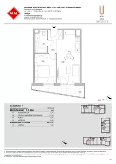 2 pokoje, mieszkanie 42,37 m², piętro 5, oferta nr F.5.290, ATAL Unii Lubelskiej, Poznań, Rataje, Starołęka, ul. Heleny Tadeuszak