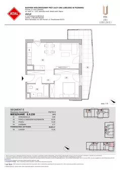 2 pokoje, mieszkanie 46,80 m², piętro 6, oferta nr E.6.230, ATAL Unii Lubelskiej, Poznań, Rataje, Starołęka, ul. Heleny Tadeuszak