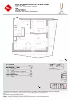 2 pokoje, mieszkanie 46,83 m², piętro 6, oferta nr E.6.231, ATAL Unii Lubelskiej, Poznań, Rataje, Starołęka, ul. Heleny Tadeuszak