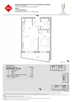 2 pokoje, mieszkanie 41,19 m², piętro 6, oferta nr E.6.232, ATAL Unii Lubelskiej, Poznań, Rataje, Starołęka, ul. Heleny Tadeuszak