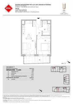 2 pokoje, mieszkanie 41,70 m², piętro 6, oferta nr F.6.293, ATAL Unii Lubelskiej, Poznań, Rataje, Starołęka, ul. Heleny Tadeuszak