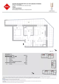 2 pokoje, mieszkanie 38,99 m², piętro 7, oferta nr C.7.85, ATAL Unii Lubelskiej, Poznań, Rataje, Starołęka, ul. Heleny Tadeuszak