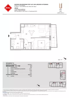 2 pokoje, mieszkanie 42,28 m², piętro 7, oferta nr D.7.163, ATAL Unii Lubelskiej, Poznań, Rataje, Starołęka, ul. Heleny Tadeuszak