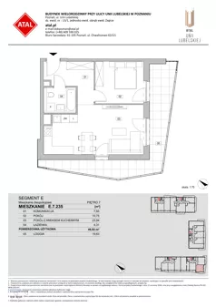 2 pokoje, mieszkanie 46,93 m², piętro 7, oferta nr E.7.235, ATAL Unii Lubelskiej, Poznań, Rataje, Starołęka, ul. Heleny Tadeuszak