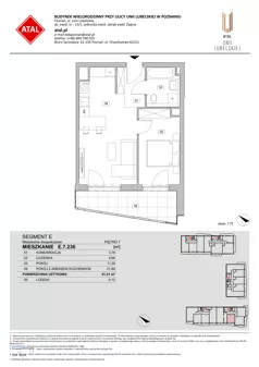 2 pokoje, mieszkanie 41,31 m², piętro 7, oferta nr E.7.236, ATAL Unii Lubelskiej, Poznań, Rataje, Starołęka, ul. Heleny Tadeuszak