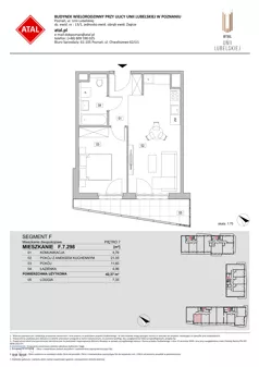 2 pokoje, mieszkanie 42,37 m², piętro 7, oferta nr F.7.298, ATAL Unii Lubelskiej, Poznań, Rataje, Starołęka, ul. Heleny Tadeuszak