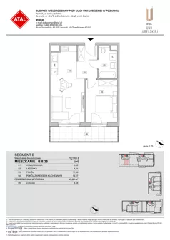 2 pokoje, mieszkanie 41,66 m², piętro 8, oferta nr B.8.35, ATAL Unii Lubelskiej, Poznań, Rataje, Starołęka, ul. Heleny Tadeuszak