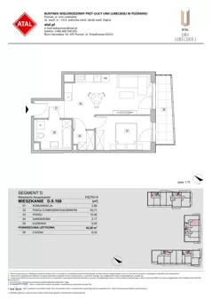 2 pokoje, mieszkanie 42,28 m², piętro 8, oferta nr D.8.168, ATAL Unii Lubelskiej, Poznań, Rataje, Starołęka, ul. Heleny Tadeuszak