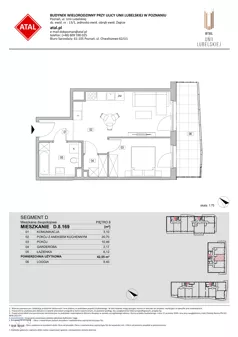 2 pokoje, mieszkanie 42,55 m², piętro 8, oferta nr D.8.169, ATAL Unii Lubelskiej, Poznań, Rataje, Starołęka, ul. Heleny Tadeuszak