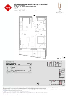 2 pokoje, mieszkanie 41,31 m², piętro 8, oferta nr E.8.240, ATAL Unii Lubelskiej, Poznań, Rataje, Starołęka, ul. Heleny Tadeuszak