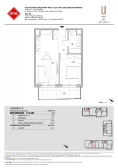2 pokoje, mieszkanie 41,77 m², piętro 8, oferta nr F.8.301, ATAL Unii Lubelskiej, Poznań, Rataje, Starołęka, ul. Heleny Tadeuszak