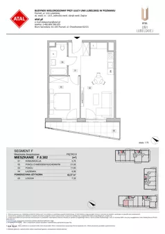 2 pokoje, mieszkanie 42,37 m², piętro 8, oferta nr F.8.302, ATAL Unii Lubelskiej, Poznań, Rataje, Starołęka, ul. Heleny Tadeuszak