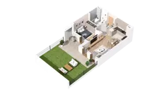 2 pokoje, mieszkanie 46,21 m², piętro 1, oferta nr 2.01.E17, Ogrody Andersa IV, Gliwice, Wojska Polskiego, ul. J. Sowińskiego