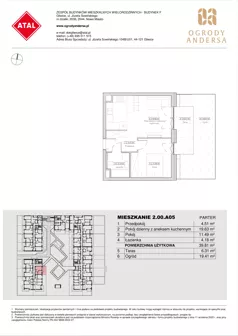 2 pokoje, mieszkanie 39,81 m², parter, oferta nr 2.00.A05, Ogrody Andersa IV, Gliwice, Wojska Polskiego, ul. J. Sowińskiego