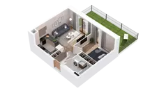 2 pokoje, mieszkanie 39,81 m², parter, oferta nr 2.00.A05, Ogrody Andersa IV, Gliwice, Wojska Polskiego, ul. J. Sowińskiego