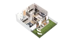 2 pokoje, mieszkanie 39,81 m², parter, oferta nr 2.00.A05, Ogrody Andersa IV, Gliwice, Wojska Polskiego, ul. J. Sowińskiego
