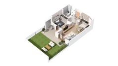 2 pokoje, mieszkanie 46,85 m², parter, oferta nr 2.00.B02, Ogrody Andersa IV, Gliwice, Wojska Polskiego, ul. J. Sowińskiego