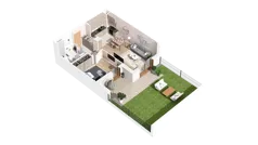 2 pokoje, mieszkanie 46,85 m², parter, oferta nr 2.00.B02, Ogrody Andersa IV, Gliwice, Wojska Polskiego, ul. J. Sowińskiego