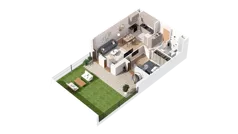 2 pokoje, mieszkanie 46,21 m², piętro 1, oferta nr 2.01.E17, Ogrody Andersa IV, Gliwice, Wojska Polskiego, ul. J. Sowińskiego