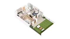 2 pokoje, mieszkanie 46,21 m², piętro 1, oferta nr 2.01.E17, Ogrody Andersa IV, Gliwice, Wojska Polskiego, ul. J. Sowińskiego