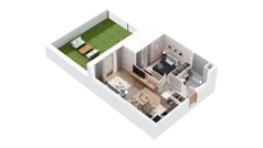 2 pokoje, mieszkanie 47,88 m², piętro 1, oferta nr 2.01.E14, Ogrody Andersa IV, Gliwice, Wojska Polskiego, ul. J. Sowińskiego