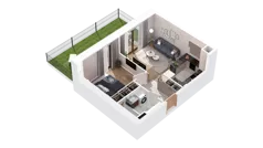 2 pokoje, mieszkanie 41,39 m², piętro 1, oferta nr 2.01.A10, Ogrody Andersa IV, Gliwice, Wojska Polskiego, ul. J. Sowińskiego