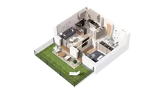 2 pokoje, mieszkanie 41,39 m², piętro 1, oferta nr 2.01.A10, Ogrody Andersa IV, Gliwice, Wojska Polskiego, ul. J. Sowińskiego