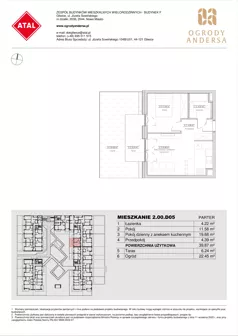 2 pokoje, mieszkanie 39,87 m², parter, oferta nr 2.00.D05, Ogrody Andersa IV, Gliwice, Wojska Polskiego, ul. J. Sowińskiego
