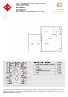 2 pokoje, mieszkanie 37,62 m², piętro 1, oferta nr 2.01.B14, Ogrody Andersa IV, Gliwice, Wojska Polskiego, ul. J. Sowińskiego