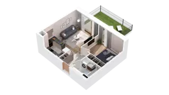 2 pokoje, mieszkanie 37,62 m², piętro 1, oferta nr 2.01.B14, Ogrody Andersa IV, Gliwice, Wojska Polskiego, ul. J. Sowińskiego