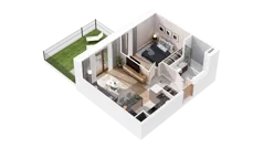 2 pokoje, mieszkanie 37,62 m², piętro 1, oferta nr 2.01.B14, Ogrody Andersa IV, Gliwice, Wojska Polskiego, ul. J. Sowińskiego