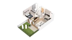 2 pokoje, mieszkanie 37,62 m², piętro 1, oferta nr 2.01.B14, Ogrody Andersa IV, Gliwice, Wojska Polskiego, ul. J. Sowińskiego