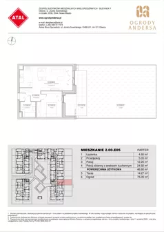 2 pokoje, mieszkanie 46,80 m², parter, oferta nr 2.00.E05, Ogrody Andersa IV, Gliwice, Wojska Polskiego, ul. J. Sowińskiego