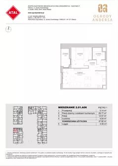 2 pokoje, mieszkanie 47,92 m², piętro 1, oferta nr 2.01.A06, Ogrody Andersa IV, Gliwice, Wojska Polskiego, ul. J. Sowińskiego