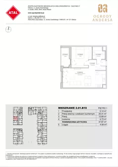 2 pokoje, mieszkanie 47,87 m², piętro 1, oferta nr 2.01.B10, Ogrody Andersa IV, Gliwice, Wojska Polskiego, ul. J. Sowińskiego