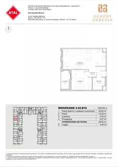 2 pokoje, mieszkanie 48,05 m², piętro 2, oferta nr 2.02.B18, Ogrody Andersa IV, Gliwice, Wojska Polskiego, ul. J. Sowińskiego
