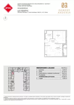 2 pokoje, mieszkanie 37,62 m², piętro 2, oferta nr 2.02.B22, Ogrody Andersa IV, Gliwice, Wojska Polskiego, ul. J. Sowińskiego