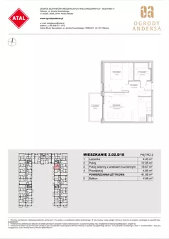 2 pokoje, mieszkanie 41,08 m², piętro 2, oferta nr 2.02.D18, Ogrody Andersa IV, Gliwice, Wojska Polskiego, ul. J. Sowińskiego