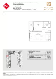 2 pokoje, mieszkanie 47,87 m², piętro 4, oferta nr 2.04.B34, Ogrody Andersa IV, Gliwice, Wojska Polskiego, ul. J. Sowińskiego