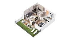 2 pokoje, mieszkanie 37,62 m², piętro 1, oferta nr 2.01.B14, Ogrody Andersa IV, Gliwice, Wojska Polskiego, ul. J. Sowińskiego